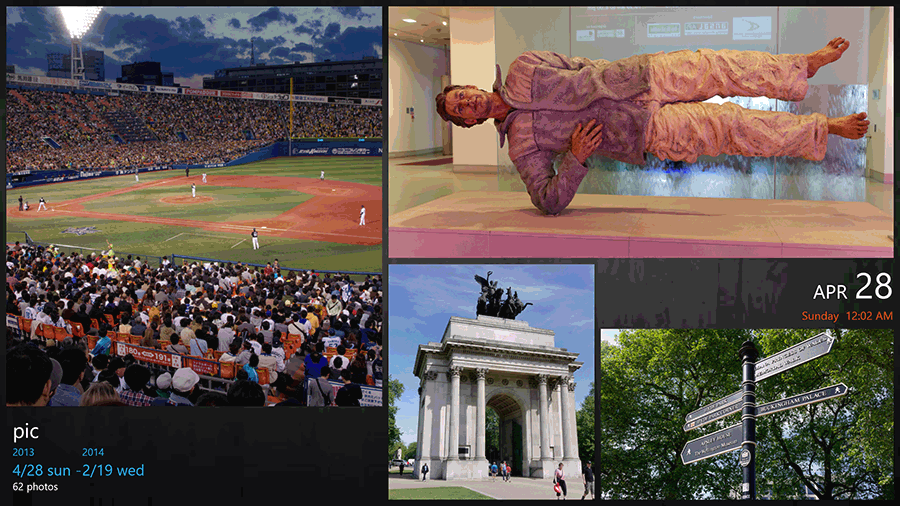 アルバム風に自動レイアウトされ、ページをめくる感覚で閲覧できる