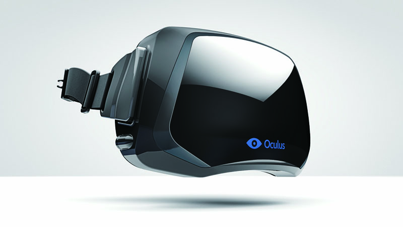2013年に販売されたOculus Riftの開発者向けプロトタイプ「Oculus Rift DK1」、DK1 Kickstarter時のコンセプトデザイン。。1280×800pixelの液晶パネルを左右に分けて利用する構造のため、1眼あたりの解像度は640×800pixel。