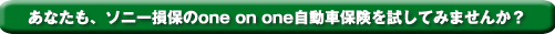 あなたも、ソニー損保のone on one自動車保険を試してみませんか？