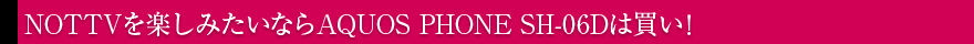 NOTTVを楽しみたいならAQUOS PHONE SH-06Dは買い！