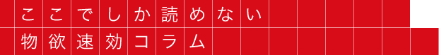 ここでしか読めない 物欲速効コラム