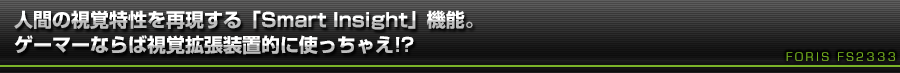 人間の視覚特性を再現する「Smart Insight」機能。ゲーマーならば視覚拡張装置的に使っちゃえ!?
