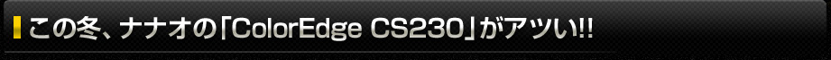 この冬、ナナオの「ColorEdge CS230」がアツい!!
