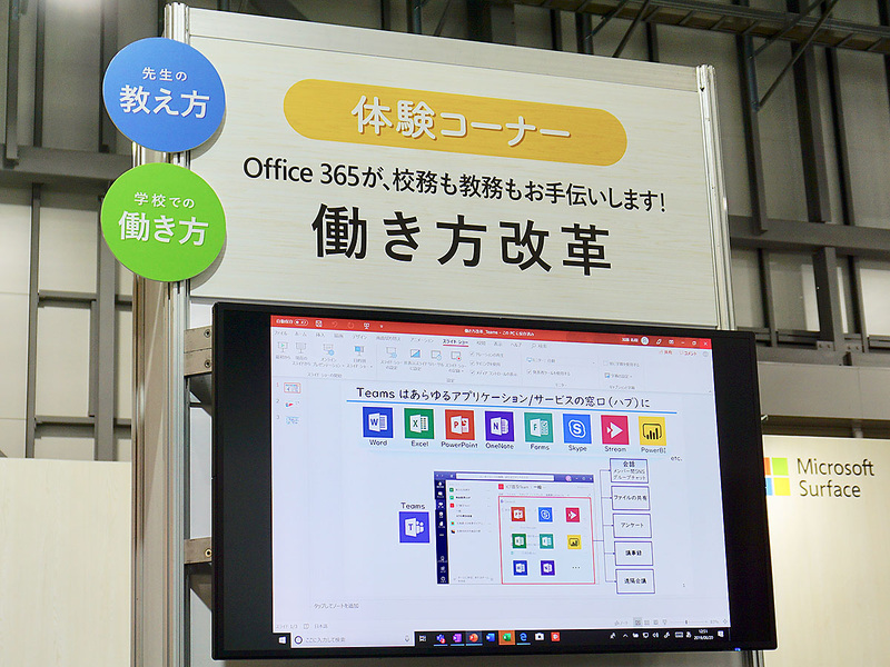 働き方改革のコーナーではTeamsの活用法などが紹介された