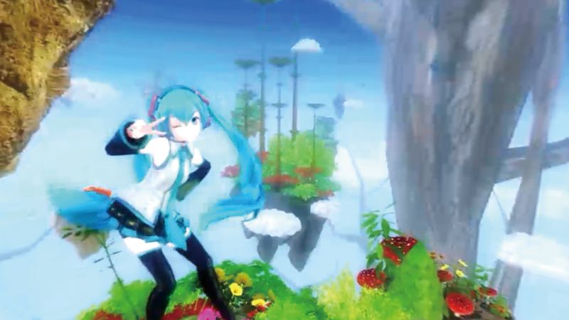 目の前に迫ってくるシーンでは、思わずドキドキ！ バーチャルアイドル・初音ミクとVRという、相性抜群のコンテンツです。