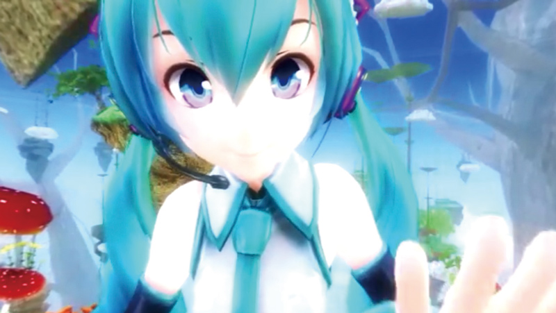 目の前に迫ってくるシーンでは、思わずドキドキ！ バーチャルアイドル・初音ミクとVRという、相性抜群のコンテンツです。