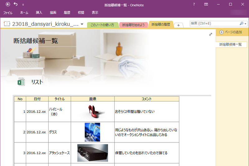 Excel に記録したものは、OneNote にも反映されます