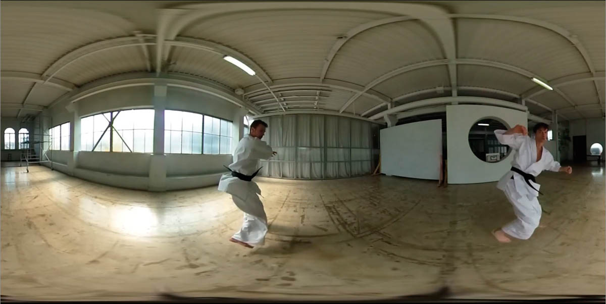 Equiangular形式のパノラマ動画を通常のメディアプレイヤーで再生した場合。