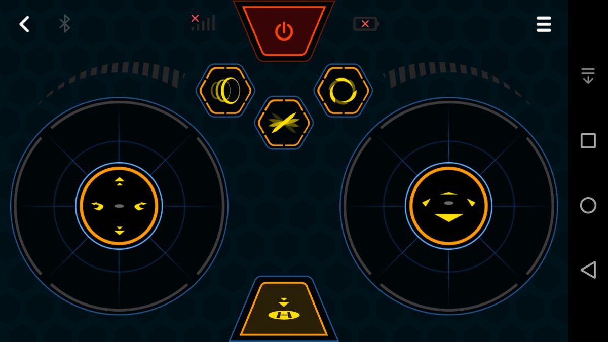 Airblock標準のコントローラー、ラジコンのように自由自在に動かせるが、筆者の経験では操作に慣れるまでかなり練習が必要（※画面は筆者のAndroid環境のもの）