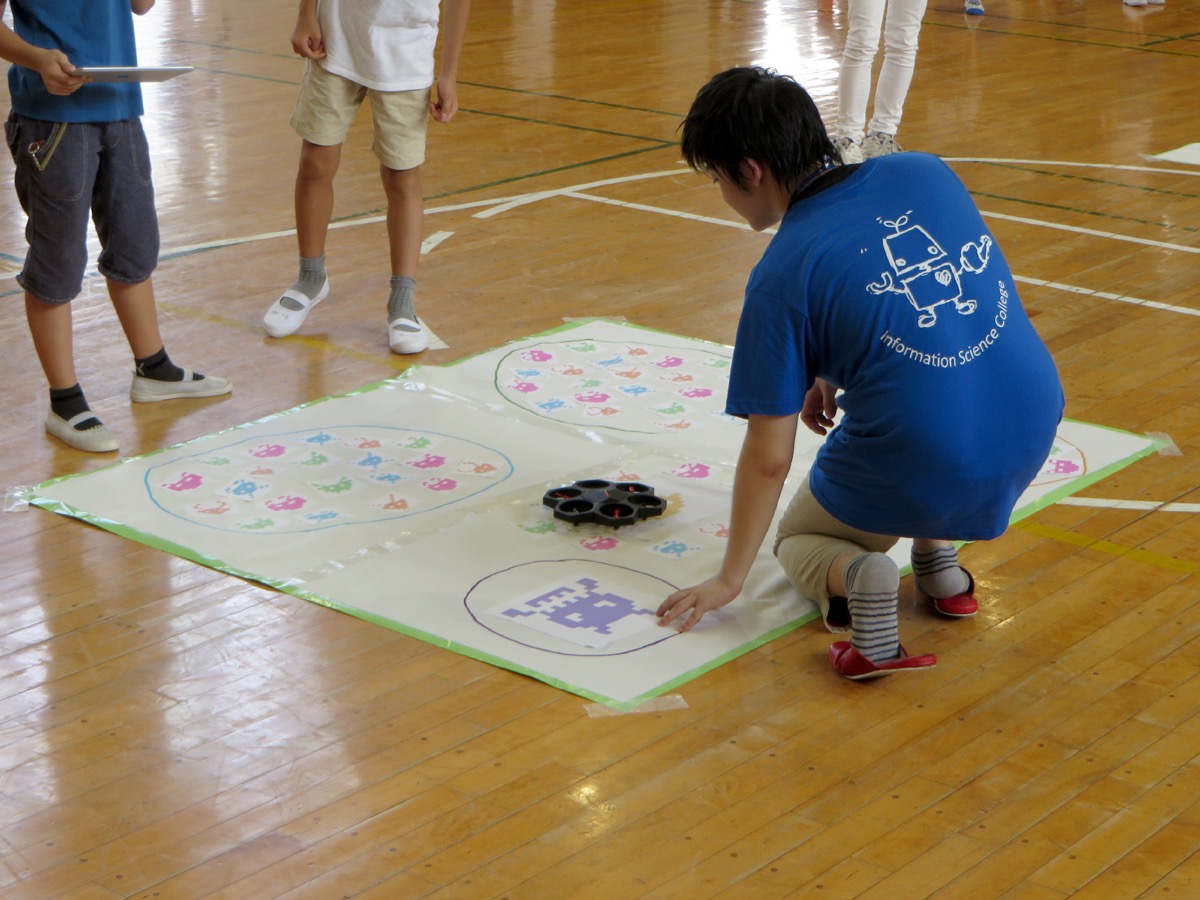 2班に1枚のインベーダーが書かれた模造紙が用意され、インベーダーを囲った円の中に着陸させれば撃退となる