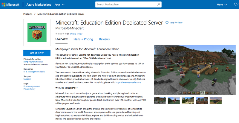 Microsoft Azureのマーケットプレースで、教育版マインクラフトのサーバー提供開始