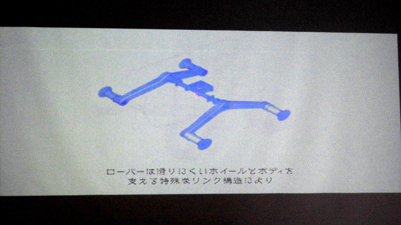 滑りにくいホイールとボディを支える特殊なリンク構造を採用し、高い走破性を実現