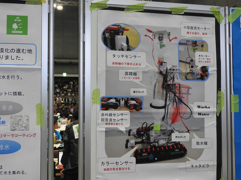 砂漠化の進む地域を走行し、カラーセンサーで乾燥地を検知、モーターで種子を吸引し散布
