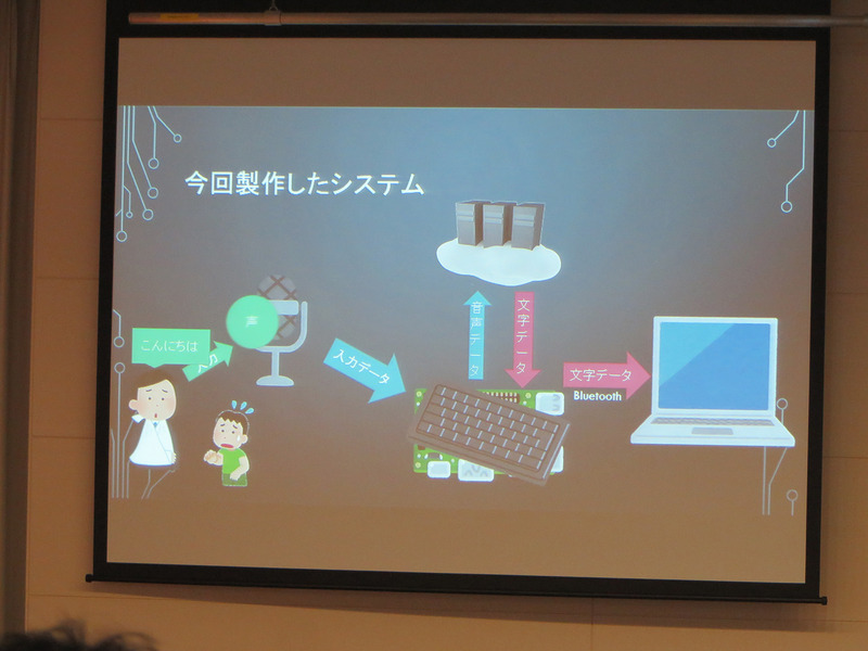 中学生の根本真響さんは、音声認識機能を持つ「聞くキーボード」をRaspberry Piを用いて開発した。日本語、英語、中国語に対応しているという