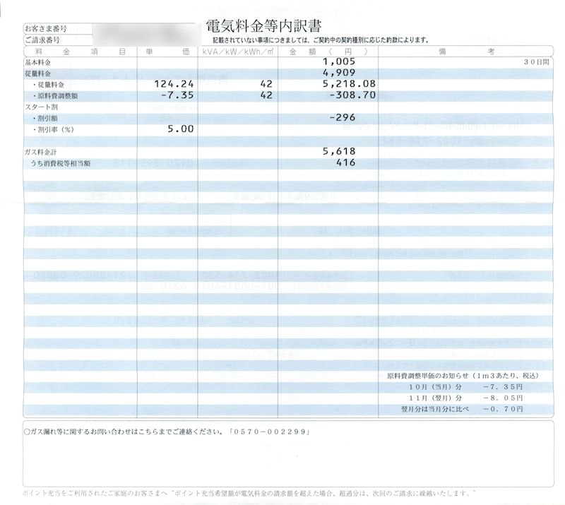 東京電力エナジーパートナーの場合、支払い概要の裏面に明細が印刷されている