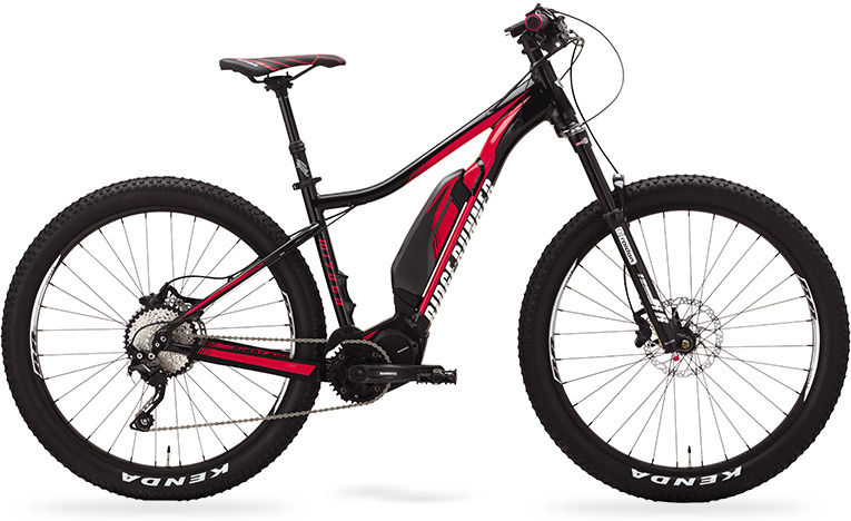 <a href="http://www.miyatabike.com/miyata/e-bike/" class="n" target="_blank">MIYATA「RIDGE-RUNNER」</a>。電動アシストコンポーネントとして「SHIMANO STEPS E8080」を搭載したMTB（マウンテンバイク）タイプのe-bikeで、メーカー税別価格は36万9000円（2018年4月下旬発売予定）。サイズは380mm（適正身長150～170cm）と430mm（適正身長160～180cm）があります。走行距離の目安は、ECOモードで140km 、NORMALモードで130km、HIGHモードで95km。完成車重量は21.3kg（430mm サイズ）