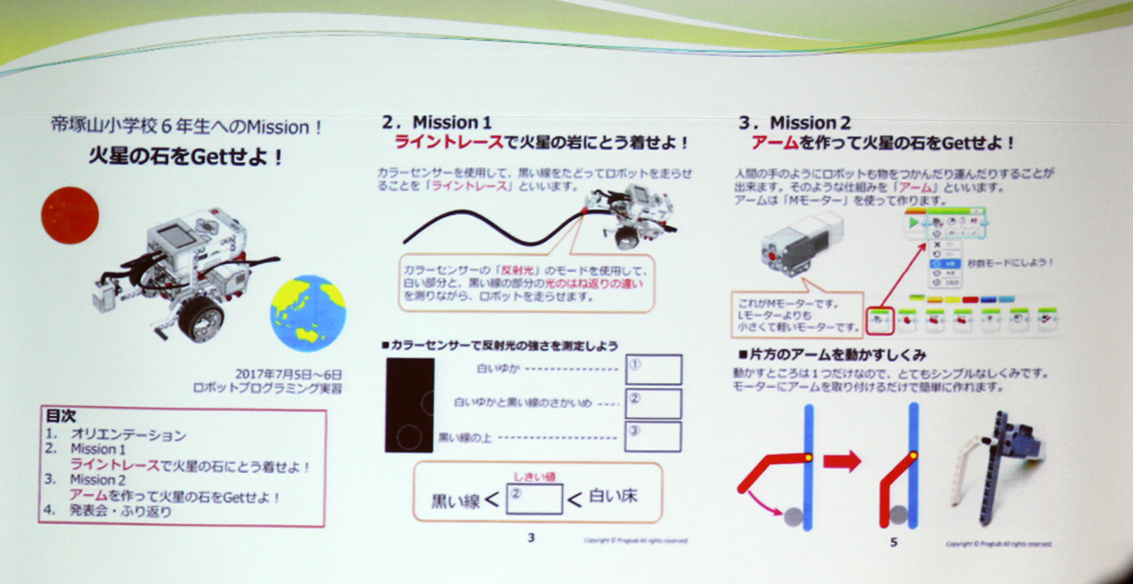 6年生向けの「火星の石をGetせよ」のミッション