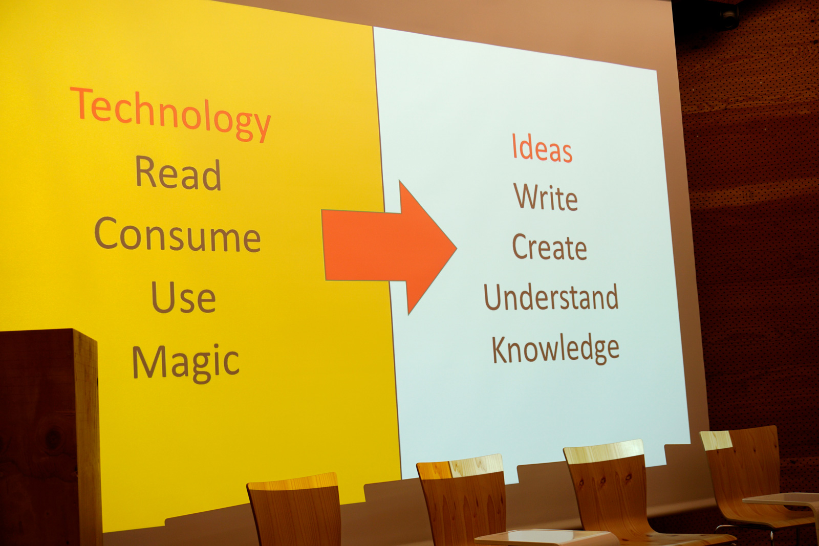 プログラミングを学ぶことで、テクノロジーを消費する使い手の側から、アイディアを実際に形にする作り手の側に立てることを示した