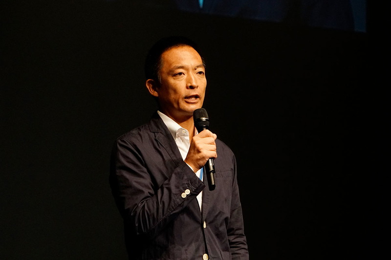 後援の渋谷区長 長谷部健氏。区では全小中学生に1人1台のタブレット環境をスタートして1年がたったところ