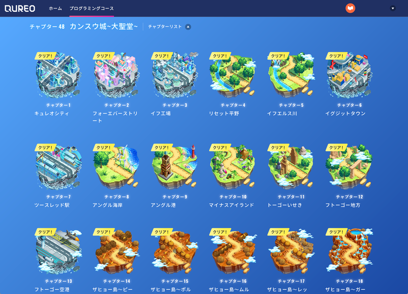 概念別にいくつものチャプターが分かれ、それぞれがさらに小さなレッスンに分かれている