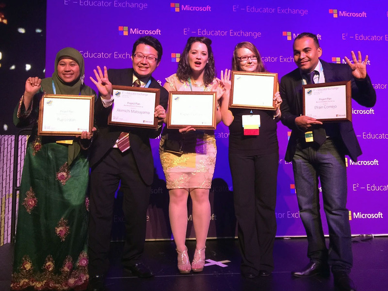 松山教諭が参加した海外研修「Microsoft Education Exchange」では、国籍の異なる教育者がひとつのチームになり、与えられたテーマに基づいて一緒に授業プランを作成した