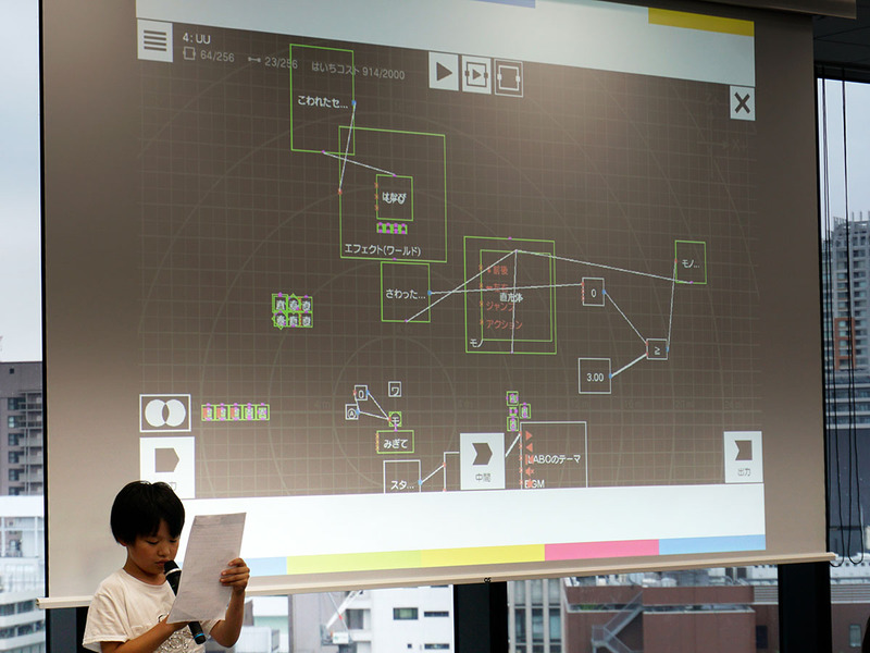 ゲーム動画とプログラミング画面を見せながらプレゼンテーションする