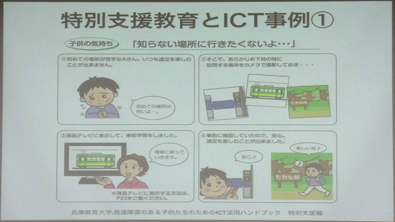 兵庫教育大学「発達障害のある子供たちのためのICT活用ハンドブック 特別支援編」から4つのICTによる特別支援教育の事例を引用