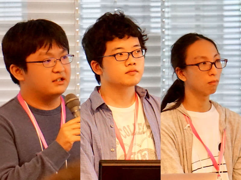 小野村卓也さん、上念匠さん、石崎碧空さん（いずれも高3）の3人は、ドアセンサやロードセルなどを用いて在庫を検知し、ウェブアプリで在庫数の確認や通知ができるようにする家庭向けの在庫アプリ「ManageStock」を開発