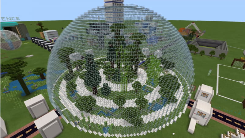 街のシンボル的な建築物である「ドームパーク」の建築は、2人以上で協力しながら進めたという