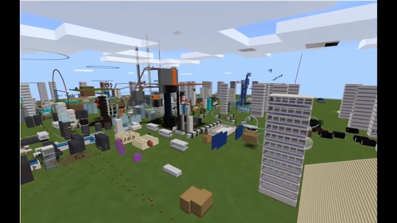 MakeCodeで組み立てたプログラムが正常に動くか、テストワールドで試行錯誤を繰り返してから本番のワールドに実装した