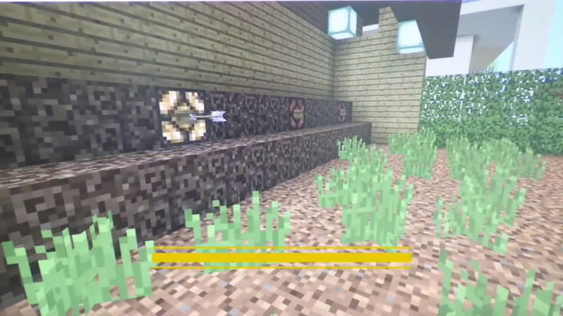 弓道場は、弓矢が的にあたると光る仕組みをレッドストーン回路で組み立てた