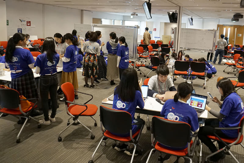 部屋の各所に分かれて作業を進める、パソコンを使ったり粘土を使ったり実現方法はさまざまだ