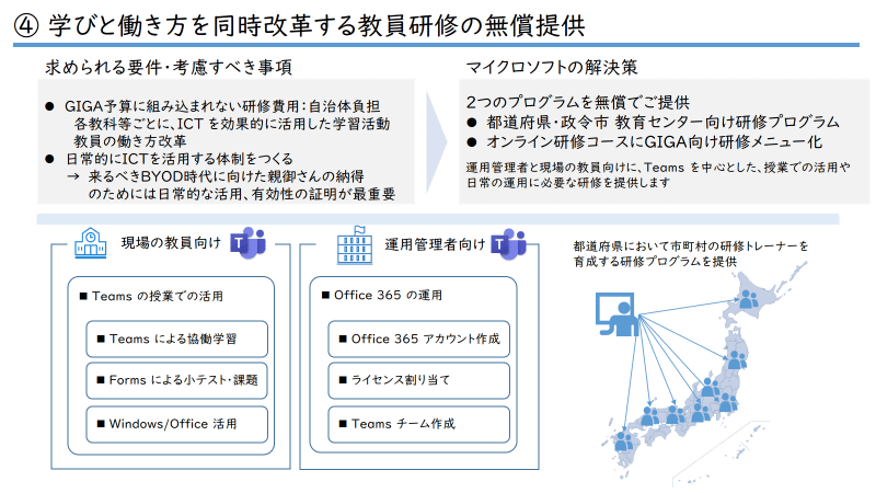 端末設定のためのガイドブックと、授業活用や日常運用の研修も無償提供（発表会資料PDFより抜粋）