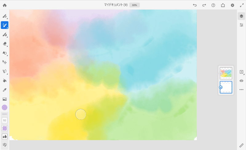 Frescoではこんなにじみ表現も簡単にできる。