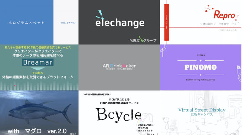 参加した31チーム150人の中から中間審査を通過した9チームのビジネスプランが発表された