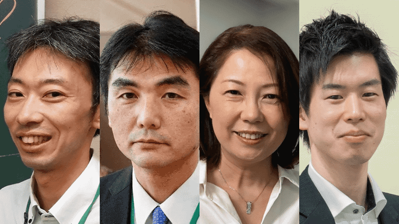 第5回目の登壇者。写真左から、東京学芸大学附属小金井小学校 算数部の田中英海教諭、同校 情報部長の鈴木秀樹教諭、同校情報支援員の西尾千賀子氏、日本マイクロソフト ラーニングソリューションスペシャリストの石山将氏