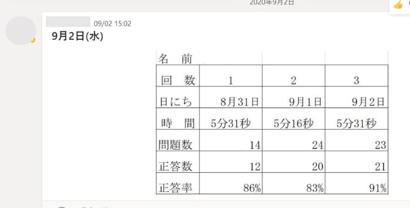 100問ドリルの計算結果をTeamsにアップして学習履歴として保存