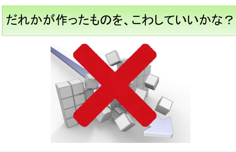 不適応行動があったときは、客観視できるようスライドで理解
