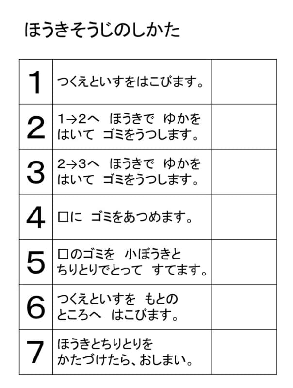 先の行動を書いて見せるだけでも、安心できる子どもたちがいる