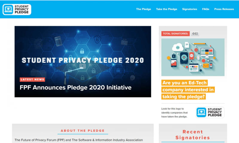 「学習者のプライバシーに関する宣言書」の元になった米国版のサイト