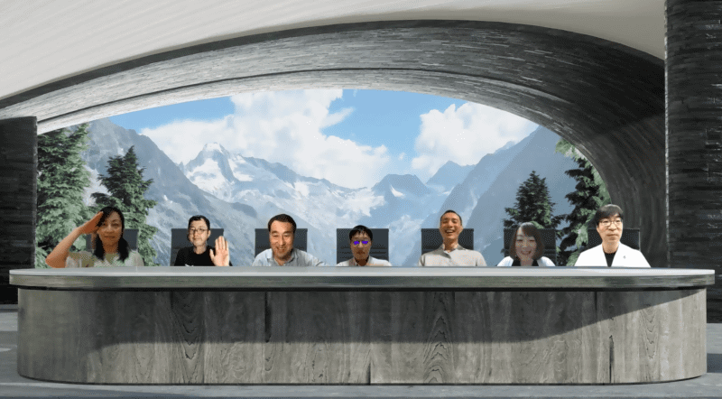 「Flipgrid」のワーキンググループに参加されているMIEEの教育者ら。写真左より、北海道北見市立上仁頃小学校 野尻育代教諭、青森県つがる市立森田小学校 前多昌顕教諭、江戸川学園取手小学校 ICT教育推進部部長 吉井毅教諭、山形県中山町立長崎小学校 岩城豊教諭、名古屋経済大学市邨中学校 矢田修教諭、坂本実恵子教諭、茨城県つくば市立吾妻小学校 内田卓教諭（写真はTeamsのTogetherモードで撮影したもの）