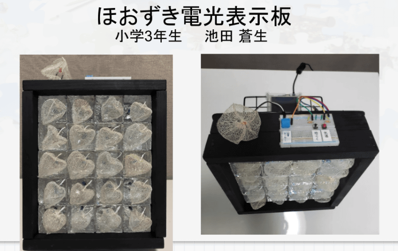 東京都市大付属小3年　池田蒼生さんの作品「ほおずき電光表示板」