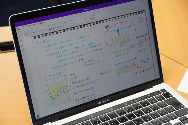 平木さんが使っている「Microsoft OneNote」。iPadにApple Pencilで書き込む