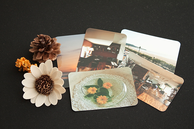 なにか渡すときに添えるメッセージカードも、自分の写真でカンタンに作れます。まとめて作っておくと便利