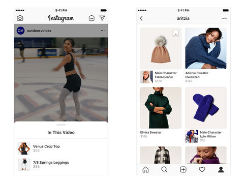 Instagram ショッピング機能のアップデート 動画内の商品も確認