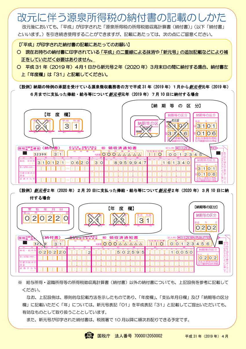 書 納付 源泉 書き方 税