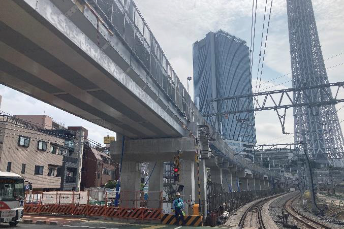 東武スカイツリー駅付近 上り線高架化。11月27日 - Impress Watch