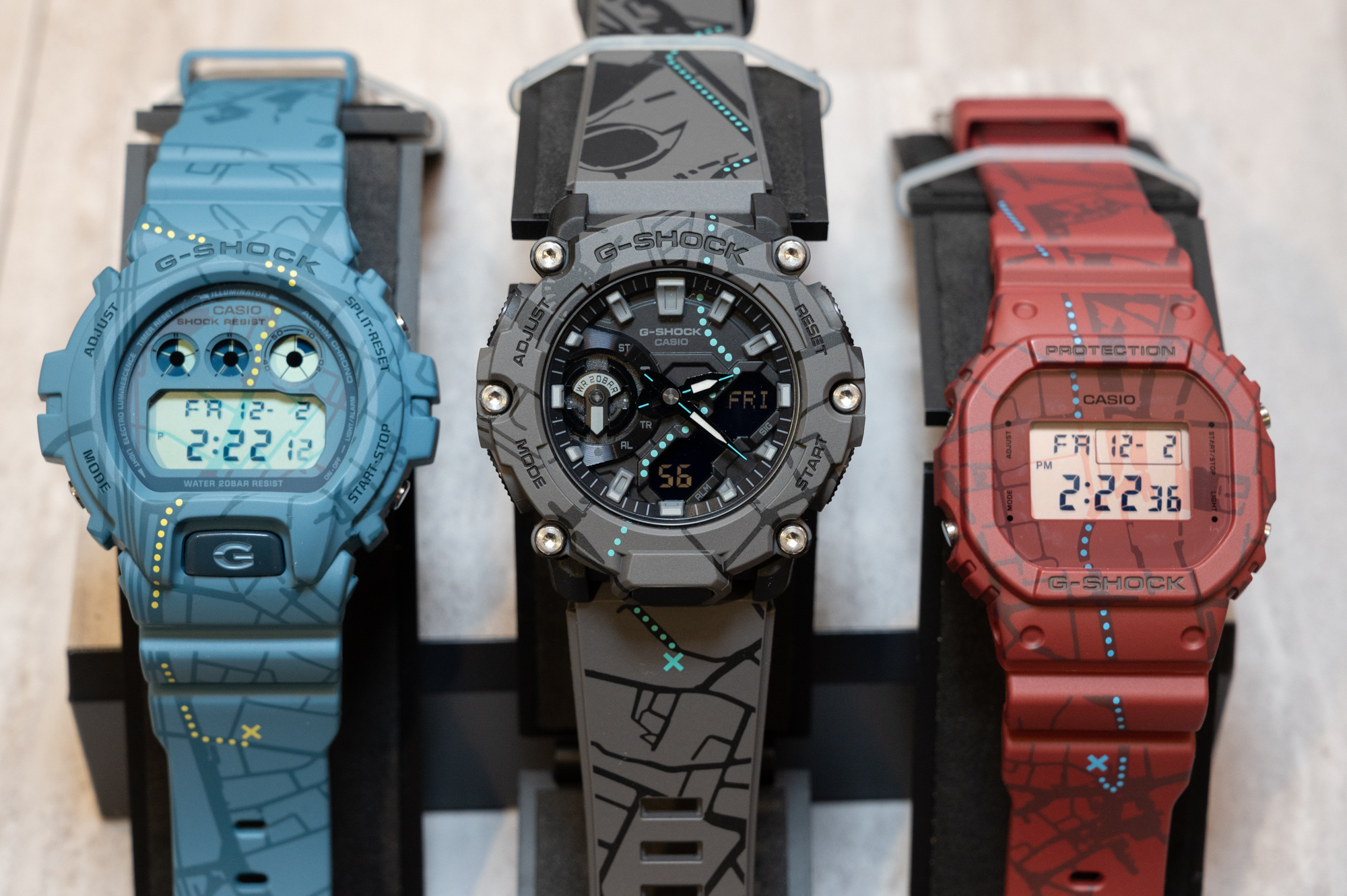 カシオ G-SHOCK GA-2200SBY-8AJR 渋谷の地図プリント