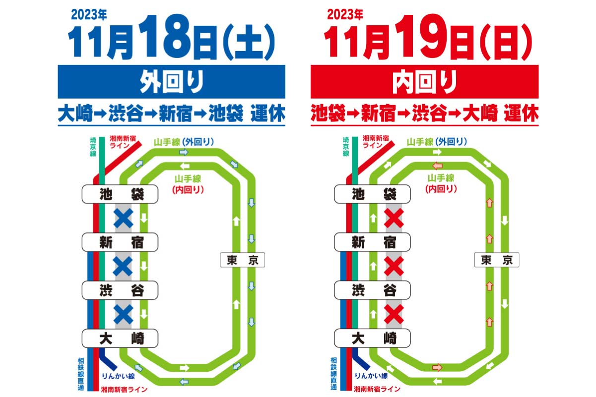 渋谷駅線路工事で11月18・19日 山手線内回り・外回り一部運休 - Impress Watch