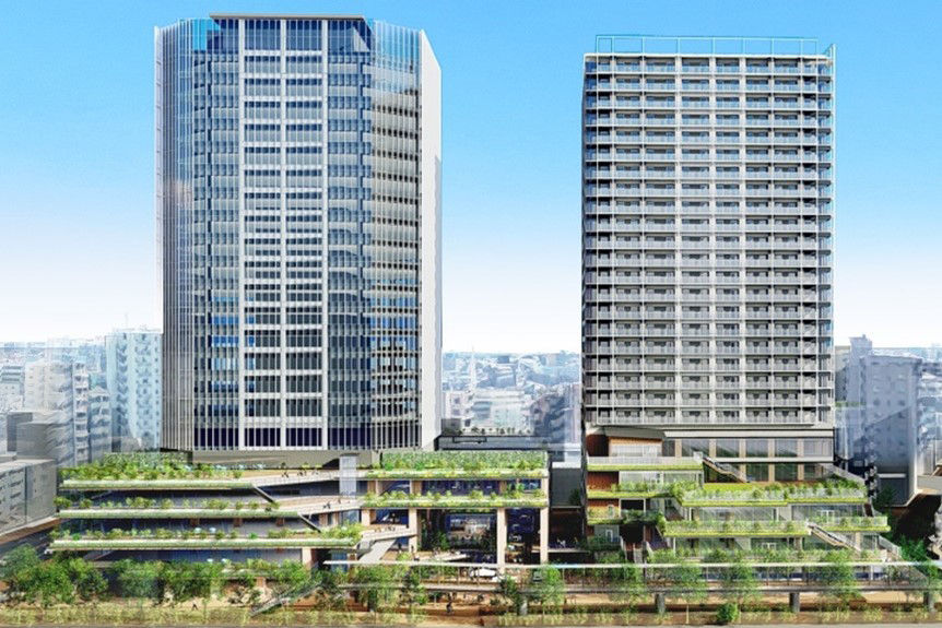 京王帝都　方向板　都営新宿線直通用　船堀駅　裏無地 都営新宿線 船堀駅至近に2棟の複合施設 庁舎・商業・オフィス・住宅